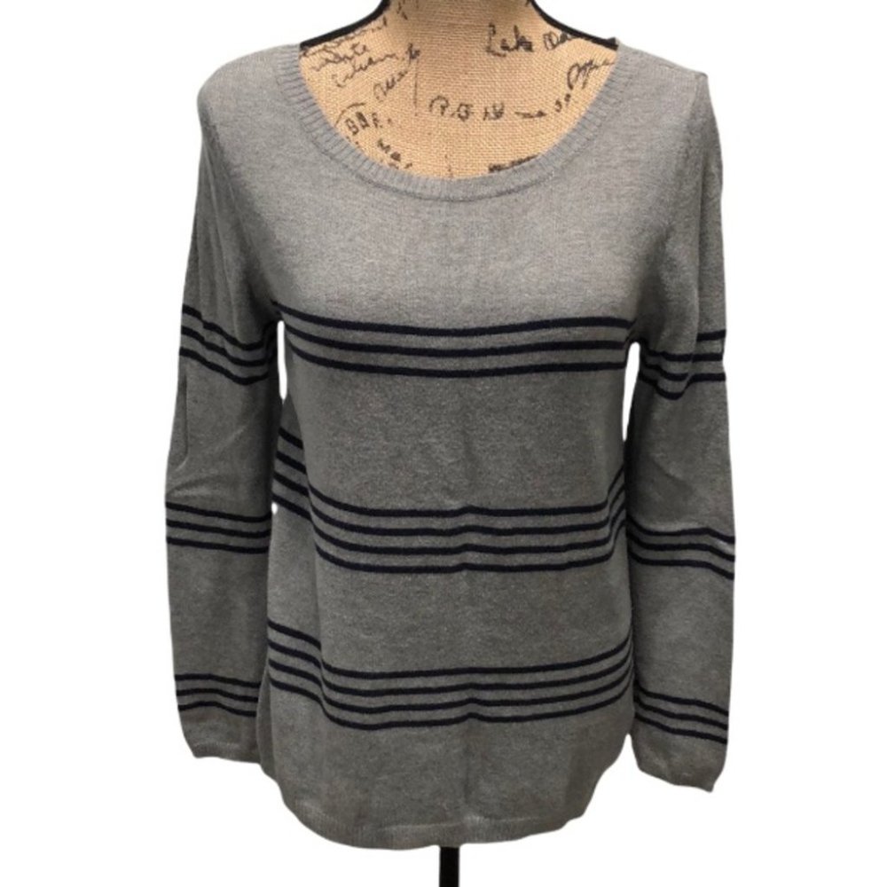 {41 Hawthorn} Grey Striped Neck Sweater